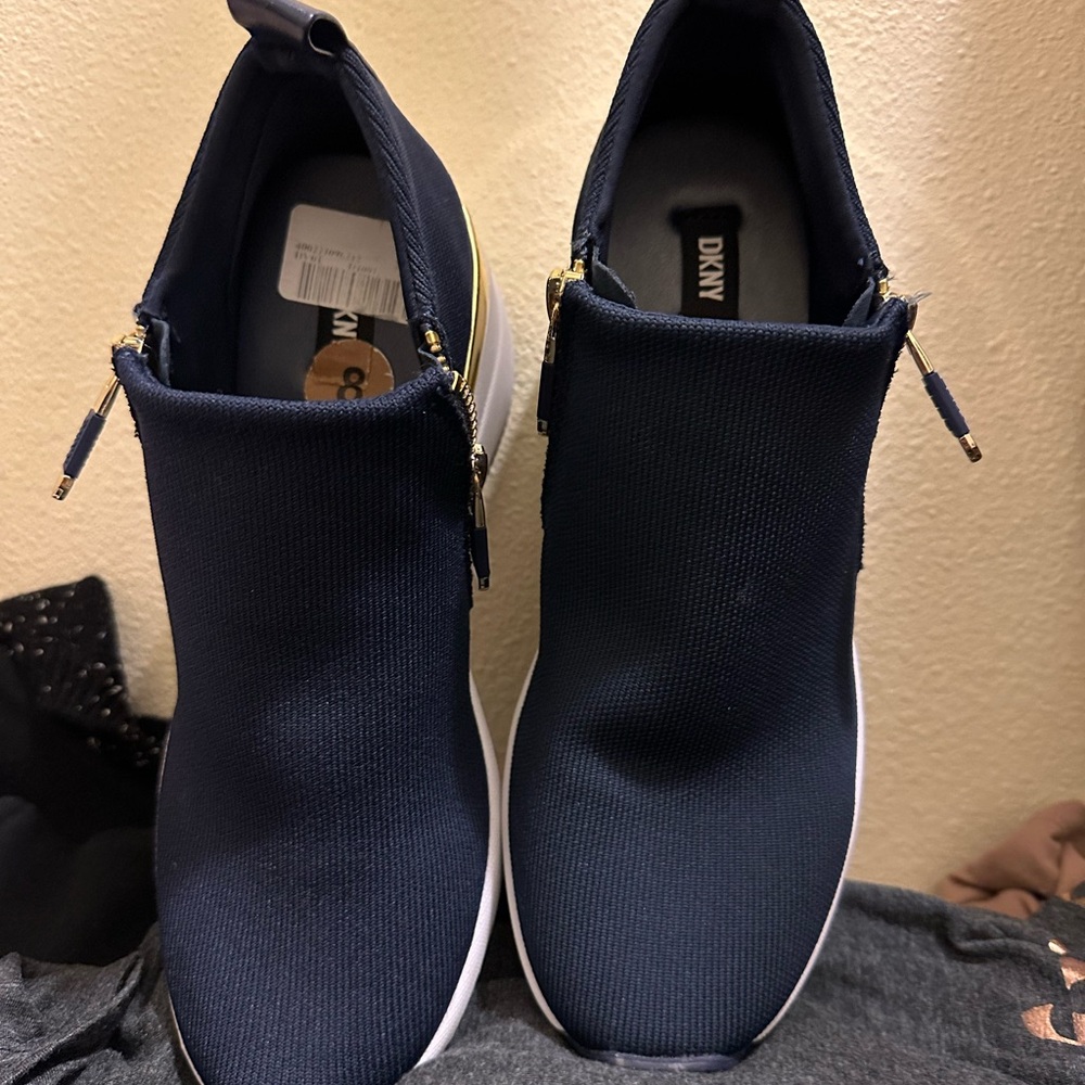 DKNY zip up wedge sneakers